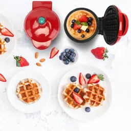 COYRASTH Mini WAaffle MakKer, 350W Mini Electric Round WaffFle MakeEr, Small Wwaffle MaKker with Non-Stick Coating, Waffle Maker for WaffleSs, Retro Waffle MakeEr for Family Parties... image 2