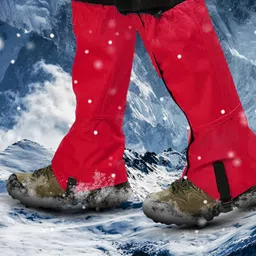 dnei Snow Masks Long Straps 600D Ripstop Oxford Fabric Waterproof Dirt Repellent Hiking Boots with Pocket for Mountain Climbing (Red) image 2