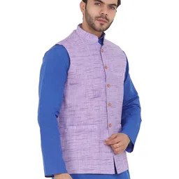 latest chikan Men's Textured Nehru Jacket image 4
