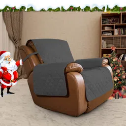 Easy-Going Oversized Recliner Cover Reversible Couch Cover Sofa Cover for Living Room Water Resistant Furniture Protector with Elastic Straps for Pets Dog (Oversized Recliner, Dark Gray/Beige) image 2