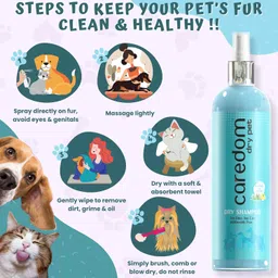 Caredom Dry Pet Dog Shampoo & Cat Dry Shampoo for Water Free Bath | Dry Shampoo Spray with Aloe Vera Dog&Cat Shampoo for Soothing,Cleansing & Prevents Pet Shampoo (200 Milliliter) image 3