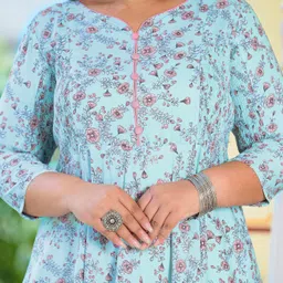 yash gallery Women's Rayon Stretchable Maternity Wear Floral Printed Anarkali Maxi Dress image 5