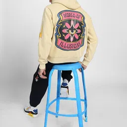 veirdo Cotton Fleece Regular Fit Full Sleeve Hooded Sweatshirt Front and Back Graphic Printed Jumper Hoodie for Men image 4