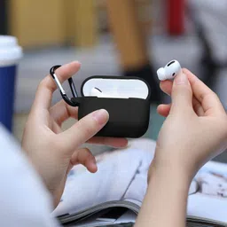 EDNITA Airpods Pro 2 Case Compatible with Airpod 2 Pro & Airpods Pro, Earphone Case Cover Keychain | Shock Ressitant Full Protection LED Visible (Black-1) image 5