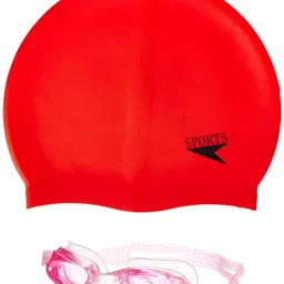 I-SWIM MENS COSTUME IS-5248 BLACK YELLOW MANTONGNI SIZE FREE SIZE WITH GOGGLES SILICON JOINTLESS WITH BOX PINK AND 100% SILICONE SWIMMING CAP PLAIN RED image 3