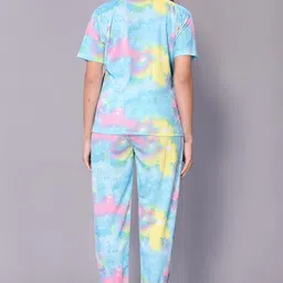 vj fashion VJFASHION Women's Cotton Lycra Tie-Dye Night Suit Set|Full Pair Of T-Shirt&Payjama Set For Women Night Dress image 5
