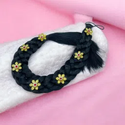 maahal Maahal™ Special Braided Hair Parandi/Extension With Designes Of Stones Black Pack of 1 image 2