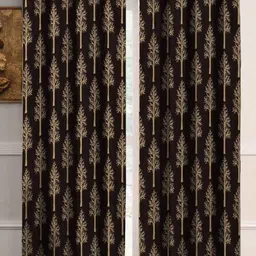 Kiara Creations 1 Piece Heavy Printed Curtains for Window 6 Feet, Brown image 1
