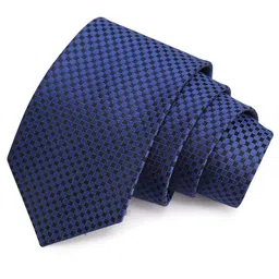 peluche Perfect Royal Blue & Black Colored Microfiber Necktie for Men image 1
