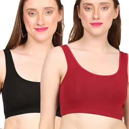 Mysha Cotton Full Coverage Non Padded Wire Free Air Sports Bra for Women (Pack of 2) image 1