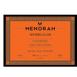 MENORAH – A5 – 100% Cotton Watercolor Sketchbook – 300 GSM- Water Color Paper Loose Sheets (14.8 cm x 21.0 cm)- (15 Sheets / 30 Pages)- Watercolour Artist Sketchbook- Glued End Pad image 2