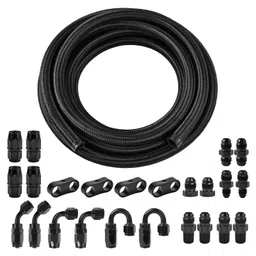 EVIL ENERGY 6AN Fuel Line Kit, AN6 Nylon Braided Fuel Line Hose Fitting Kit CPE 6AN Hose 16FT Black image 1