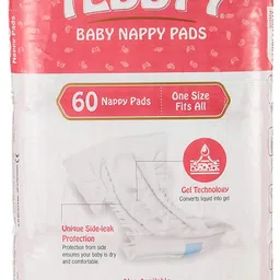 TEDDYY Baby Nappy Pads 60 Pads - Free Size, Side - Leak Protection, Soft Gel (Pack of 2) image 2