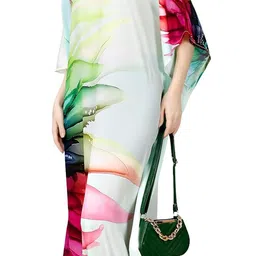 silksutra Silk Sutra Women's Ethnic Wear Elegant Multicolor Silk Maxi Dress – Silk Sutra Women's V-Neck, Free Size, 3/4 Sleeves Nightgown (STC-SILK-KAFTAN-176) image 1