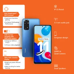 Redmi Note 11 (Horizon Blue, 4GB RAM, 64GB Storage) | 90Hz FHD+ AMOLED Display | Qualcomm® Snapdragon™ 680-6nm | 33W Charger included image 2