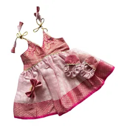 picksparrow Silk-Tissue Silk Baby Girl Traditional Dress/Ethnic wear with Headband and Booties image 1