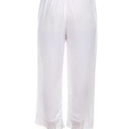 Women's White Designer Palazzo with Stylish Lace Work | Comfortable Fit | Ethnic Bottom Wear by Monis image 2