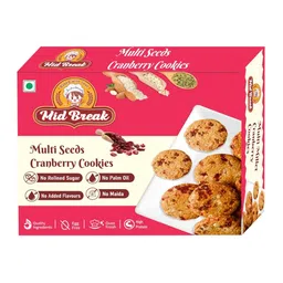 mid break Midbreak Millet Biscuits - Multi Seeds Cranberry Oats Cookies - Gluten-Free, No Refined Sugar, Made with Sorghum, Almond, and Oats Flour - Healthy, Nutritious, and Delicious | Pack of 1 | 200g image 1