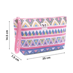 NFI essentials Makeup Pouch for Women Geometric Print Stylish PU Pouch for Makeup Accessories Travel Pouch Cosmetic Pouch Toiletry Bag for Women Make up Pouch for Girls image 4