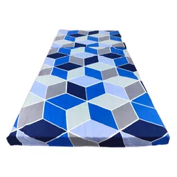 Deevine Craft 3 Fold Cotton Cover 2-inch Thich Mattress Medium Hard Firm Single Size Folding Pure White EPE Foam 3 Fold Mattress for Travel, Picnic (3D Shades of Blue) (3 Fold (72X36X2 Inches)) image 2