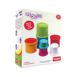 Giggles Funskool - Stacking Drums, Multicolour Stacking Blocks With Animals, Helps To Sort,Stack And Nest, 12 Months & Above, Infant And Preschool Toys image 2