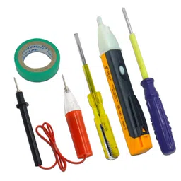Electronic Spices Continuity Electric Tester, 2 in1 Screwdriver with Analog Voltage Tester with Battery, Wire Tape & Electric Voltage Power Detector Electrical Testing Pen Tester (Pack of 5 Items) image 1