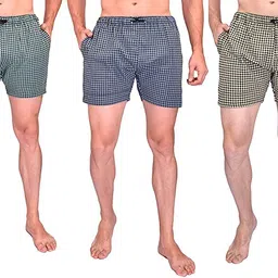 ameena store Plus Size Men's Ultra-Light Soft Cotton Checkered Boxer Shorts with Pocket Comfortable All Day Wear | Size - S to 6XL | Pack of 5 - Made in India image 2