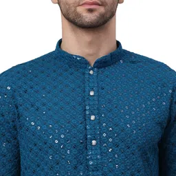 jompers Men Chikankari Embroidered and Sequence Kurta with Churidar image 5