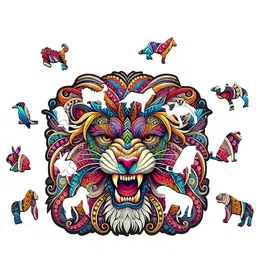 Webby Majestic Lion Jigsaw Puzzle | Travel Game | Zentangle Art Design Wooden Puzzle Toy for Kids and Adults (25 Pieces) image 5