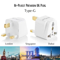 hi plasst pins n plugs Hi-Plasst India to UK Adapter (Type-G Plug) - 3pcs Pack - UK Converter for Indian Plugs & Devices, Dubai, Singapore, Malaysia - Travel Plug Adapter with Universal Socket (White) image 2