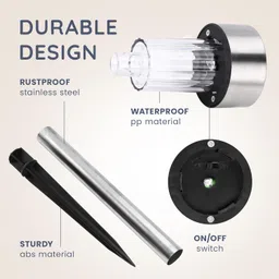 CUQOO Solar Garden Stake Lights - 10pcs LED Lights - Waterproof Rechargeable Stainless Steel Garden Lights for Pathway Lighting - Outdoor Solar Lights for Garden (White) image 5