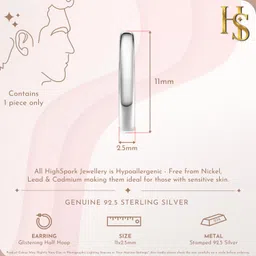 highspark 925 Silver Men's Designer Hoop Styled Earring | 92.5 Sterling Silver & Stunning Shine | Single Stud for Men | Lovely Gift - Hoop Styled image 2