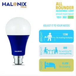 Halonix All Rounder Base B22D 15W,8W,0.5W Multi Wattage Adjustable Light Led Bulb (Pack Of 1, White & Yellow) image 3