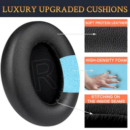soulwit Ear Pads Cushions Replacement for Anker Soundcore Life 2 (Not fit Life 2 Neo)/Q20/Q20+/Q20I/Q20BT Headphones, Ear Pads with Softer Protein Leather, Noise Isolation Foam - Black image 5