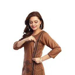 mom&bae Women's Printed Straight Maternity & Feeding Kurti with Concealed Zip, Combo Pack image 4