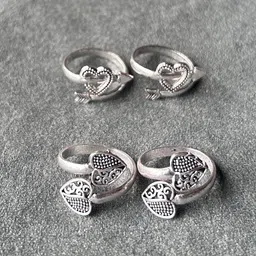 kp jewels Women & Girls Metal Fancy Glossy finish Toe Ring Adjustable Bichiya/Leg Finger Ring-Combo-2 (A_C_P_110730_Silver) image 3