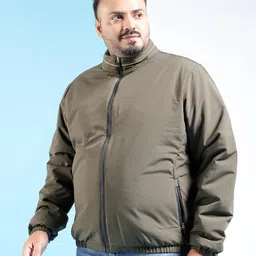 hardsoda by The Indian Garage Co Men Plus Size Regular Fit Solid Standup Collar Puffer Jacket image 4