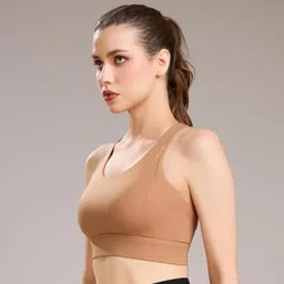 soie Women's Padded Non Wired Seamless Racerback Sports Bra image 4