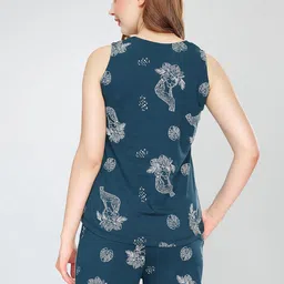 zeyo Night Suit for Women's Floral & Cheetah Printed Cotton Night Dress of Top and Short's Set 5737 image 5