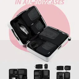 lyrovo Polyester 6 Set Compression Packing Cubes Travel Accessories Expandable Packing Organizers Pouch (Black) image 2