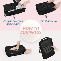 lyrovo Polyester 6 Set Compression Packing Cubes Travel Accessories Expandable Packing Organizers Pouch (Black) image 4