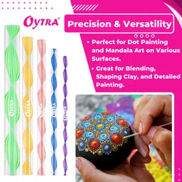 Oytra 13 Piece Mandala and Acrylic Dotting Tool Set Embossing Stylus for Pottery Ceramic and Polymer Clay (Multicolour) image 5