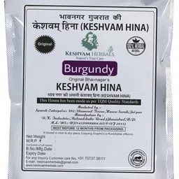 generic Keshvam Hina Herbal Hair colour, Burgundy (Pack of 8), 200 gms Original Bhavnagar Hina image 1