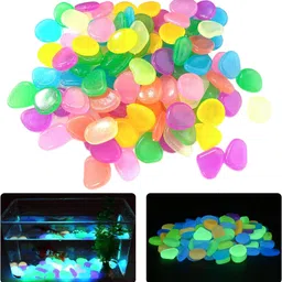 KISUASHI Radium Glossy Stone Colorful Glow in The Luminous Pebbles Rocks for Fish Tank Aquarium, Flower Pot, Garden Walkway Decoration (Multicolor, 100Pcs) image 1