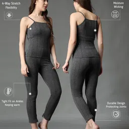ff Premium Women's Thermal Warmer Spaghetti & Pyjama Set, Ultra Soft Winter Inner Wear Upper and Lower Thermal Set image 2