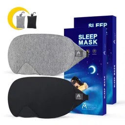 Mavogel Cotton Sleep Eye Mask - Updated Design Light Blocking Sleep Mask, Soft and Comfortable Eye Blindfold for Men Women, Eye Mask for Sleeping/Travel/Shift Work, Includes Travel Pouch, Grey & Black image 1