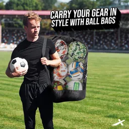 VECTOR X Extra Large Sports Ball Carrying Bag for 9 Balls (Kit Bag) (Black) image 2
