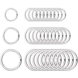 outus Round Flat Key Chain Rings Metal Split Ring for Home Car Keys Organization, 30 Pieces (Silver, 3/4 Inch, 1 Inch and 1.25 Inch) image 1