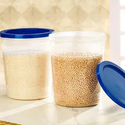 Amazon Brand - Solimo 2-Piece Kitchen Storage Container Set, 7.5 litres, Blue Lid, Plastic, Plastic image 3