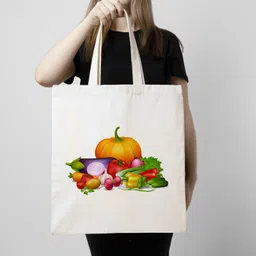 ashvah Canvas Tote Bags for Women, College Bag for Girls, Tote Bag for Shopping, Travel & Beach Bags for Women - Vegetables - D No - 162 image 3